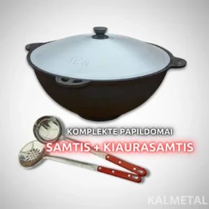 Usbeki kaasani pott 8L kuni 22L Namangan lameda põhjaga koos kaane + kühvel + auk-kühvel